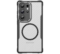 Avizar Coque pour Samsung Galaxy S24 Ultra MagSafe Antichocs Effet Carbone Noir transparent