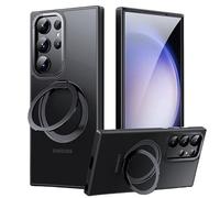 Coque pour Samsung Galaxy S24 Ultra/S24 Plus/S24, [Compatible avec MagSafe] Support magnétique Invisible Rotatif à 360° Protection Contre Les Chutes de 3 m Translucide Matte,Black,S24 Plus