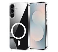 Coque pour Samsung Galaxy S25 FE, Compatible avec MagSafe, Étui Magnétique Transparent avec Hybride TPU Bumper + PC Dur Arrière, Housse de Protection Antichoc Silicone Case, (Clair)
