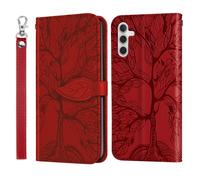 Coque pour Samsung Galaxy S25 Plus / S24 Plus, Housse en Cuir PU Etui à Rabat,Magnétique Pochette Portefeuille Étui , Rouge