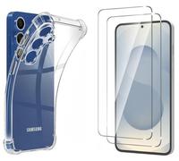 Coque pour SAMSUNG GALAXY S25+/S25 PLUS 5G avec 2 Verres Trempés,Coque Transparent en Silicone Antichoc Coins Renforcés