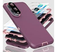 Coque pour Samsung Galaxy S25 Slim et S25 Edge, protection robuste 3 en 1 avec 2 films en verre d'empreintes digitales de 0,18", 1 film super objectif et résistant aux chocs, coque ultra robuste S25
