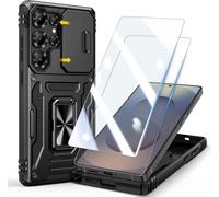 Coque Pour Samsung Galaxy S25 Ultra Avec 2 Verre Trempé ,Support 360° Rotatif, Protection Caméra Coulissante,Renforcée Antichoc - Hqselection®
