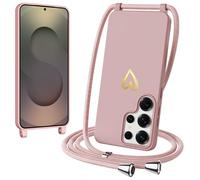 Coque pour Samsung Galaxy S25 Ultra avec Cordon de Collier Réglable, Liquide Silicone Antichoc Housse en Coeur d'amour avec Sangle Réglable Chaîne, Étui Portable Lanyard Case avec Bandoulière