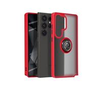 Coque pour Samsung Galaxy S25 Ultra Bague Métallique Support Vidéo Rouge