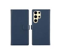 Étui de téléphone portefeuille en cuir véritable Samsung Galaxy S25 Ultra Bleu Selencia
