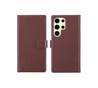 Selencia Étui portefeuille en cuir véritable pour Samsung Galaxy S25 Ultra - Marron foncé