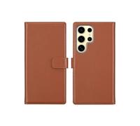 Selencia Bibliothèque en cuir véritable pour le Samsung Galaxy S25 Ultra - Marron clair