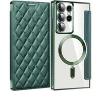 Coque pour Samsung Galaxy S25 Ultra/S25 Plus/S25, Kameraschutz Flip Leder Brieftasche Schutzhülle Unterstützt Drahtloses Aufladen Stossfest Fall, Grün, S25