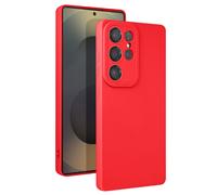 Avizar Coque pour Samsung Galaxy S25 Ultra Silicone Mat Rouge
