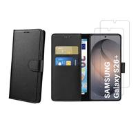 Coque pour Samsung Galaxy S26 PLUS et 2 Verres Trempé - Portefeuille Noir Rabat Clapet Aimanté Rangement Cartes Phonillico®