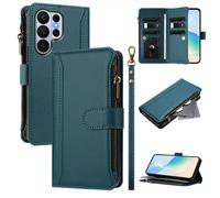 Coque pour Samsung Galaxy S26 Ultra,Étui Housse Cuir PU,[9 Porte Cartes][Fermeture Magnétique][Réglable Dragonne]-Vert