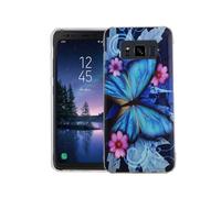 Coque Pour Samsung Galaxy S8 Active Papillon Bleu Sac Case Cover