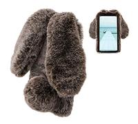 Coque pour Samsung Galaxy S8 Lapin Peluche Fourrure Marron Mignon Kawaii 3D Lapin Oreille Souple Poilu Motif Doux Silicone Bumper Anti-Choc Incassable Housse De Protection Case Cover