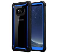 cadorabo Coque pour Samsung Galaxy S8 Plus en Noir BLEUÂTRE - 2-en-1 Housse Protection avec Bords Silicones et Dos Verre Acrylique - Hard Back Case Hybrid Cover Bumper