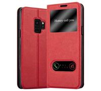 Coque pour Samsung Galaxy S9 en ROUGE SAFRAN Housse de protection Étui avec fermeture magnétique, fonction de support et 2 fenêtres de visualisation