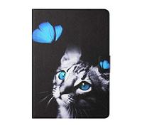 Coque pour Samsung Galaxy Tab A 2019 10.1 poucesTablette Légère en Cuir PU Mignon Beau Motif antidérapant Support Flip Wallet Cover avec Porte-Cartes (Butterfly Cat)