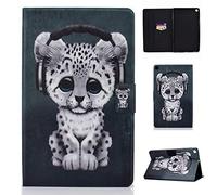 Coque pour Samsung Galaxy Tab A 8.0 Coque 2019 SM-P200 SM-P205 avec Motifs Mignons Minces Coque légère de Protection en Cuir PU avec Fentes pour Cartes pour SM-P200, SM-P205-Music Leopard