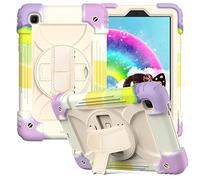 Coque pour Samsung Galaxy Tab A7 Lite 8.7 2021, Coque Antichoc avec Porte-Stylo - Bandoulière rotative à 360° (Blanc cassé)