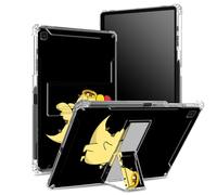 Coque pour Samsung Galaxy Tab A7 Lite 8,7" 2021 (SM-T220/T225) avec porte-stylo, dos transparent avec dinosaure, protection des coins antichoc avec béquille rigide