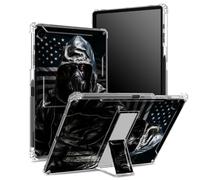 Coque pour Samsung Galaxy Tab A9 8,7" modèle 2023 SM-X110/ X115/ X117 avec porte-stylo, dos transparent avec drapeau du guerrier biohazard, protection des coins, coque antichoc avec béquille rigide