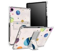 Coque pour Samsung Galaxy Tab A9 8,7" modèle 2023 SM-X110/ X115/ X117 avec porte-stylo, dos transparent avec galaxie colorée, protection des coins antichoc avec béquille rigide