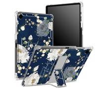 Coque pour Samsung Galaxy Tab A9 8,7" modèle 2023 SM-X110/ X115/ X117 avec porte-stylo, dos transparent avec citations de la Bible, fleurs et coins de protection antichoc avec béquille rigide