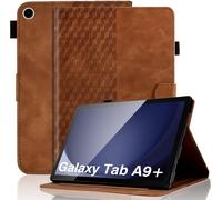 Coque Pour Samsung Galaxy Tab A9 Plus 11'' 2023 Sm-X210/X215/X216 Premium Cuir Pu Housse Motif De Diamant Etui Pochette Tablette Coque Avec Support, Marron