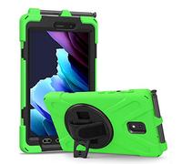 Coque pour Samsung Galaxy Tab Active 3 8" T570 T575 T577, Antichoc Armure Robuste Étui avec Support Rotatif à 360 Degrés et Dragonne, TPU + PC Housse pour Galaxy Tab Active 3 8" T570 T575 T577 (Vert)