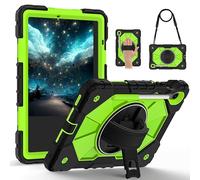 Coque pour Samsung Galaxy Tab S10 FE S9 FE 10,9", protection intégrale contre les chocs, support rotatif à 360°, dragonne, porte-crayon, noir et vert