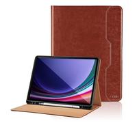 Coque pour Samsung Galaxy Tab S10 Lite/S10 FE 10.9 2025 /S9 FE 10.9 Pouces/S9 11 2023 Business Premium Cuir Cover Tablette Housse de Protection Fonction Stand,Multi-Angle Étui avec Poche-Marron