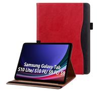 Coque pour Samsung Galaxy Tab S10 Lite / S10 FE / S9 FE 10.9-Pouces / S9 11-Pouces de Protection Étui Pencil Holder Support Multi Angles avec Auto Schlaf/Aufwach en Cuir PU Rouge
