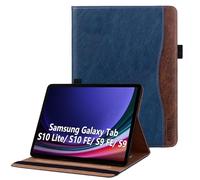 Coque pour Samsung Galaxy Tab S10 Lite / S10 FE / S9 FE 10.9-Pouces / S9 11-Pouces de Protection Étui Pencil Holder Support Multi Angles avec Auto Schlaf/Aufwach en Cuir PU Bleu