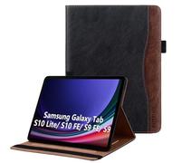 Coque pour Samsung Galaxy Tab S10 Lite / S10 FE / S9 FE 10.9-Pouces / S9 11-Pouces de Protection Étui Pencil Holder Support Multi Angles avec Auto Schlaf/Aufwach en Cuir PU Noir