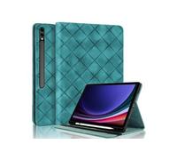 Coque pour Samsung Galaxy Tab S10 Plus/S10+ 12,4 Pouces Motif Carré Tablette Etui PU Cuir Housse de Protection avec Multi-Angles Vert