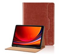 Coque pour Samsung Galaxy Tab S10 Plus / S10+ 2024 / S9 Plus / S9+ 12,4" 2023 Business Premium PU Cuir Cover Tablette Housse de Protection Auto Réveil/Sommeil, Multi-Angle Étui avec Poche - Marron