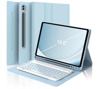 Coque pour Samsung Galaxy Tab S10 Ultra avec clavier 14,6", rétroéclairage 7 couleurs, clavier magnétique amovible sans fil, étui portefeuille intelligent avec porte-stylo S pour Galaxy Tab S10/S9/S8