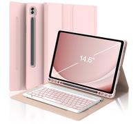 Coque pour Samsung Galaxy Tab S10 Ultra avec clavier 14,6", rétroéclairage 7 couleurs, clavier magnétique amovible sans fil, étui portefeuille intelligent avec porte-stylo S pour Galaxy Tab S10/S9/S8