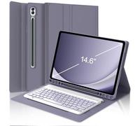 Coque pour Samsung Galaxy Tab S10 Ultra avec clavier 14,6", rétroéclairage 7 couleurs, clavier magnétique amovible sans fil, étui portefeuille intelligent avec porte-stylo S pour Galaxy Tab S10/S9/S8