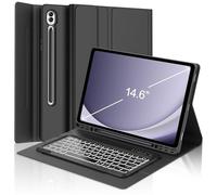 Coque pour Samsung Galaxy Tab S10 Ultra avec clavier 14,6", rétroéclairage 7 couleurs, clavier magnétique amovible sans fil, étui portefeuille intelligent avec porte-stylo S pour Galaxy Tab S10/S9/S8