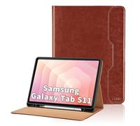 Coque pour Samsung Galaxy Tab S11 11 Pouces SM-X736B Business Premium PU Cuir Cover Tablette Housse de Protection Auto Réveil/Sommeil, Multi-Angle Étui avec Poch-Marron