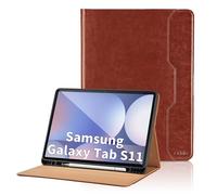 Coque pour Samsung Galaxy Tab S11 11 zoll SM-X736B Business Premium PU Cuir Cover Tablette Housse de Protection Auto Réveil/Sommeil, Multi-Angle Étui avec Poch-Marron
