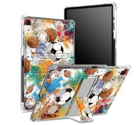 Coque pour Samsung Galaxy Tab S6 Lite 10,4" 2022/2020 (SM-P610/P613/P615/P619) avec porte-stylo, dos transparent avec ballons de football, coin antichoc avec béquille