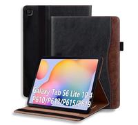 Coque pour Samsung Galaxy Tab S6 Lite 10,4" 2022/2020(SM-P613 /P619/P610/P615) Tablette Housse de Protection Étui Pencil Holder Support Multi Angles avec Auto Schlaf/Aufwach en Cuir PU Noir