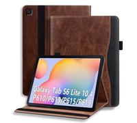 Coque pour Samsung Galaxy Tab S6 Lite 10,4" 2022/2020(SM-P613 /P619/P610/P615) Tablette Housse de Protection Étui Pencil Holder Support Multi Angles avec Auto Schlaf/Aufwach en Cuir PU Marron