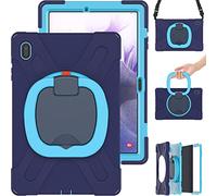 Coque pour Samsung Galaxy Tab S7 FE 12.4 T730 T735 T736B T736N, Étui Housse de Protection Antichoc, avec Support Rotatif et Bandoulière Épaule, Housse pour Samsung Galaxy Tab S7 FE 12.4" (Bleu)
