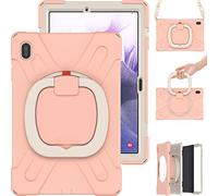 Coque pour Samsung Galaxy Tab S7 FE 12.4 T730 T735 T736B T736N, Étui Housse de Protection Antichoc, avec Support Rotatif et Bandoulière Épaule, Housse pour Samsung Galaxy Tab S7 FE 12.4" (Or Rose)