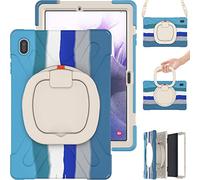 Coque pour Samsung Galaxy Tab S7 FE 12.4 T730 T735 T736B T736N, Étui Housse de Protection Antichoc, avec Support Rotatif et Bandoulière Épaule, Housse pour Samsung Galaxy Tab S7 FE 12.4" (Bleu Coloré)