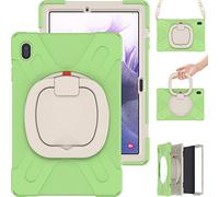 Coque pour Samsung Galaxy Tab S7 FE 12.4 T730 T735 T736B T736N, Étui Housse de Protection Antichoc, avec Support Rotatif et Bandoulière Épaule, Housse pour Samsung Galaxy Tab S7 FE 12.4" (Vert)