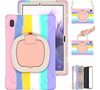 Coque pour Samsung Galaxy Tab S7 FE 12.4 T730 T735 T736B T736N, Étui Housse de Protection Antichoc, avec Support Rotatif et Bandoulière Épaule, Housse pour Samsung Galaxy Tab S7 FE 12.4" (Rose Coloré)